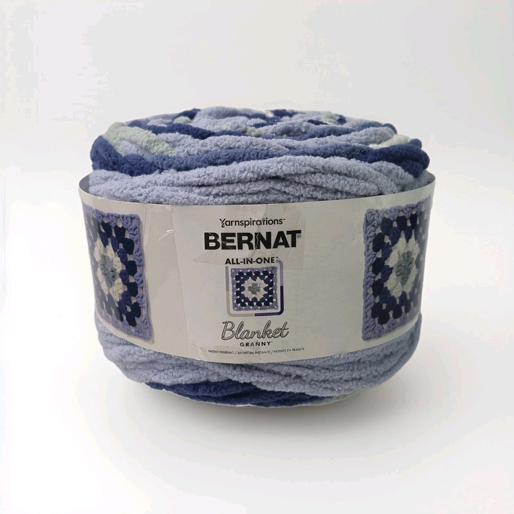 BERNAT Blanket All In One Granny Double Denim Super Bulky Yarn NEW 8.5oz‎